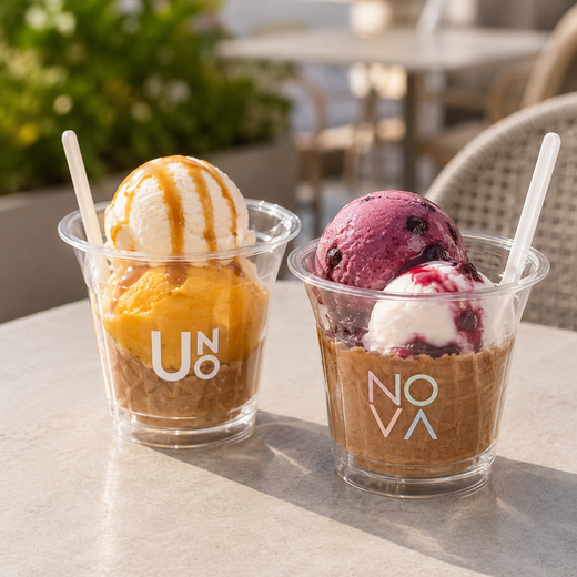 12oz Custom PET Flat-Bottom Ice Cream Cups with Logo – 98mm Rim