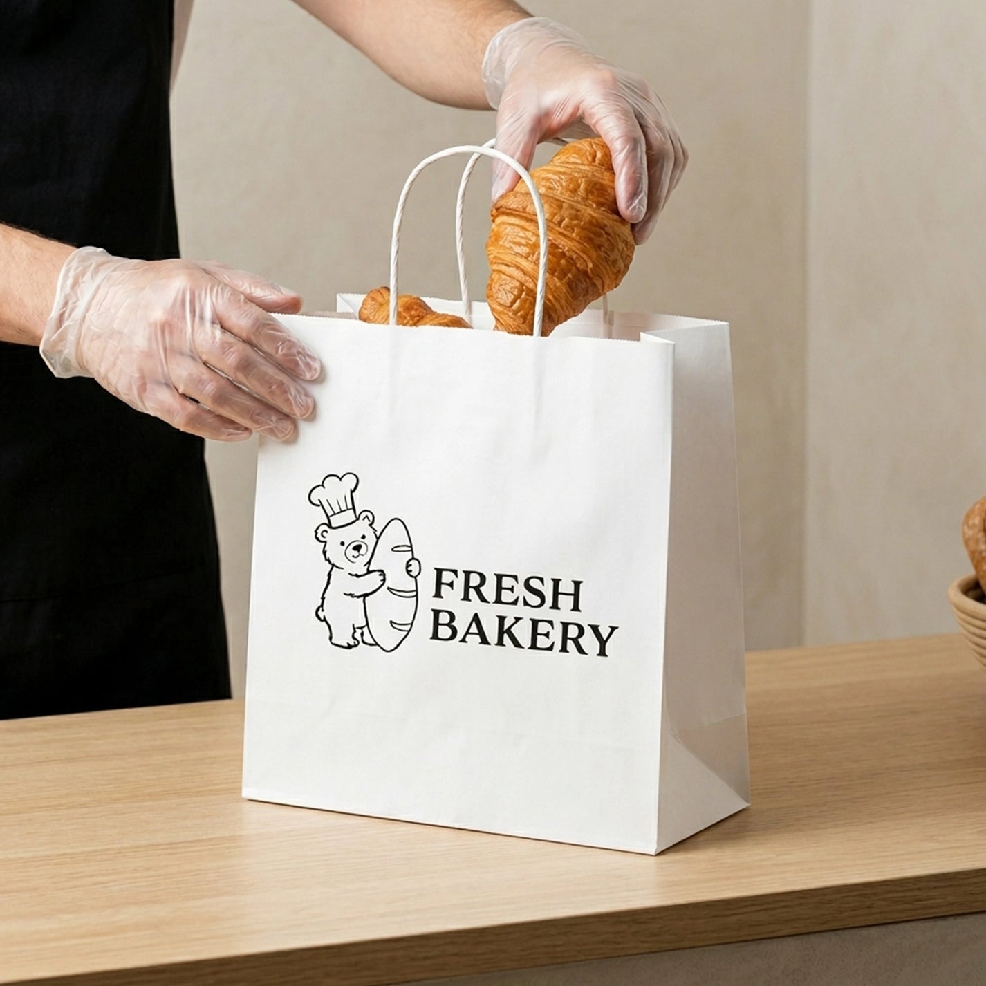 Custom Twisted Handle Paper Bakery Bags