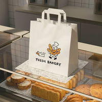 Custom Flat Handle Paper Bags for Bakery