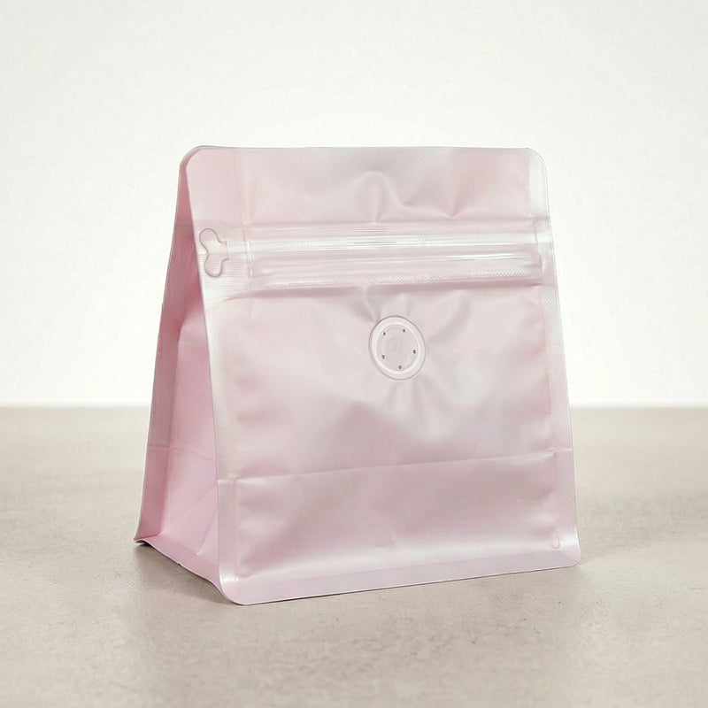 Ready-to-Ship Matte Flat Bottom Blank Coffee Bags – Valve & Zipper Options