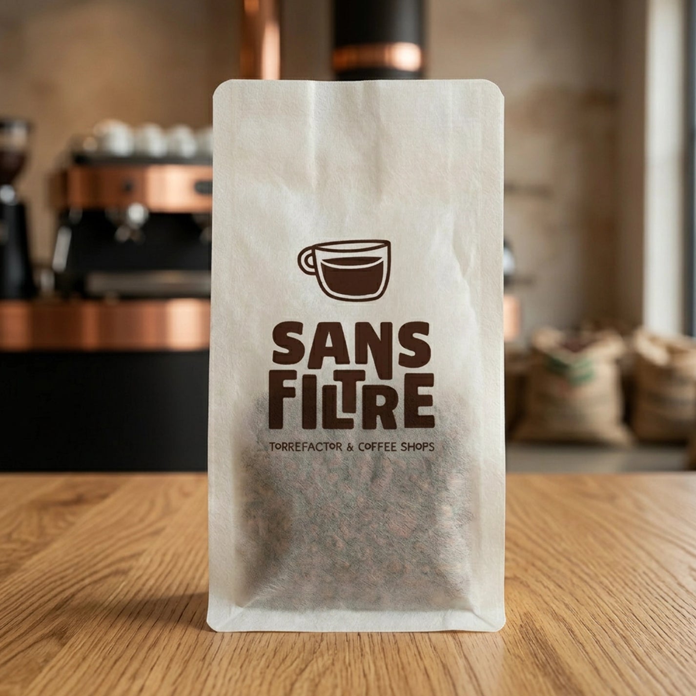 Custom Vertical Tissue Paper Coffee Bag