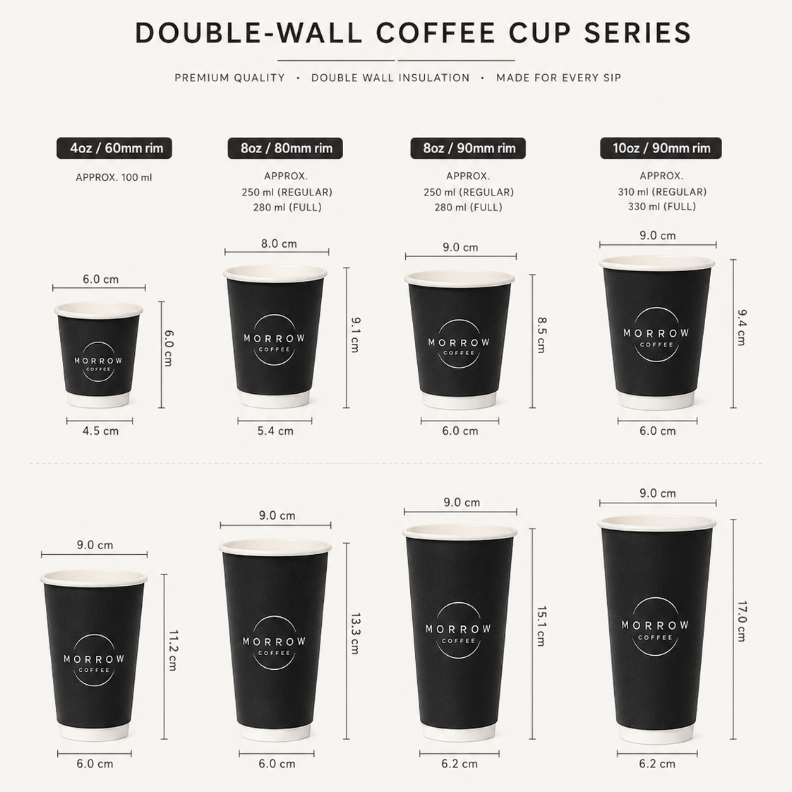Custom Double Wall Paper Coffee Cups