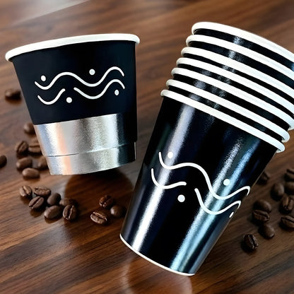 Custom Black & Silver Metallic Paper Coffee Cup