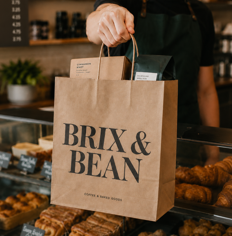 Custom Kraft Paper Takeout Bags with Handles