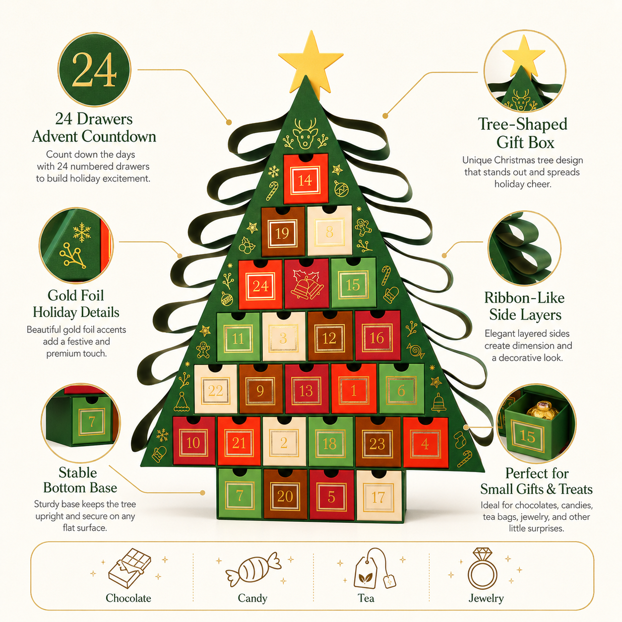 Custom Christmas Tree Advent Calendar Boxes