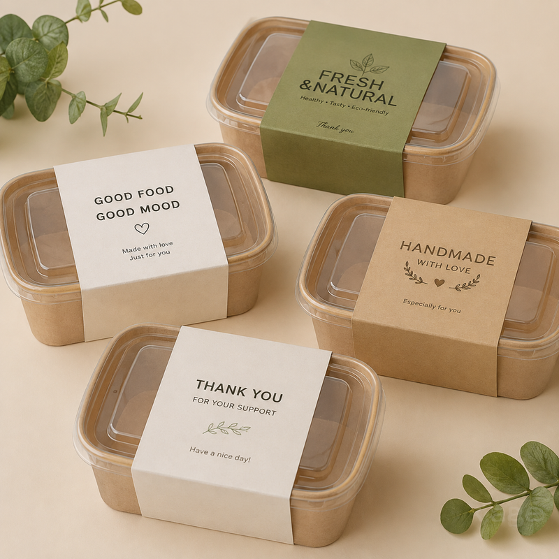 Rectangular Kraft Paper Food Containers with Clear PP Lids