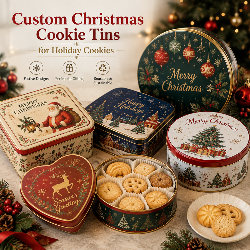 Custom Christmas Cookie Tins for Holiday Cookies