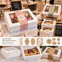 Kraft Cookie Boxes Auto Pop-Up Bakery Boxes with Window 8" x 8" x 2.5"