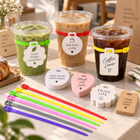 PET coffee cup bundle with packaging ties and custom tag card shape options