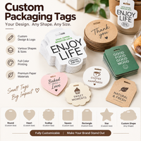 Custom printed packaging tags with logo, full color printing, shapes and sizes