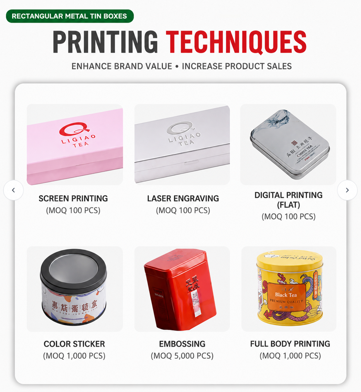 Rectangular Metal Tin Boxes with Lids Ready To Ship
