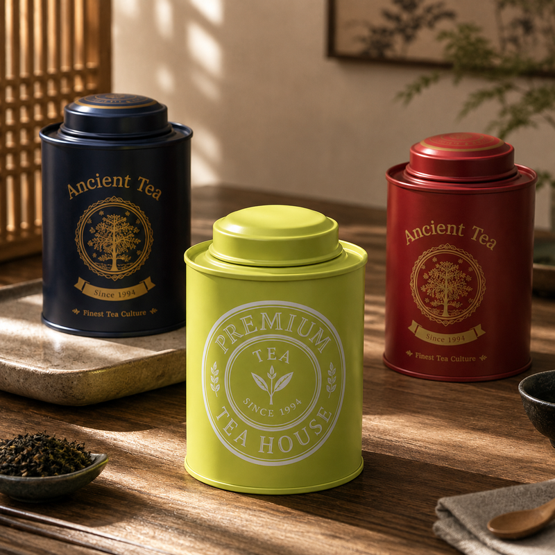 Custom Round Inner Plug Tin Cans for Loose Leaf Tea