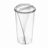 Custom 95mm Clear PET Sharing Cups with Sip Lids - 500ml & 740ml