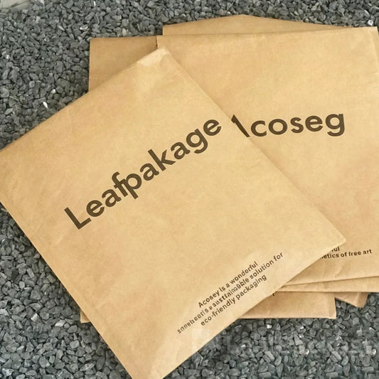 Leafpackage custom kraft paper mailer bags, recyclable and eco-friendly packaging solution for small business shipping.