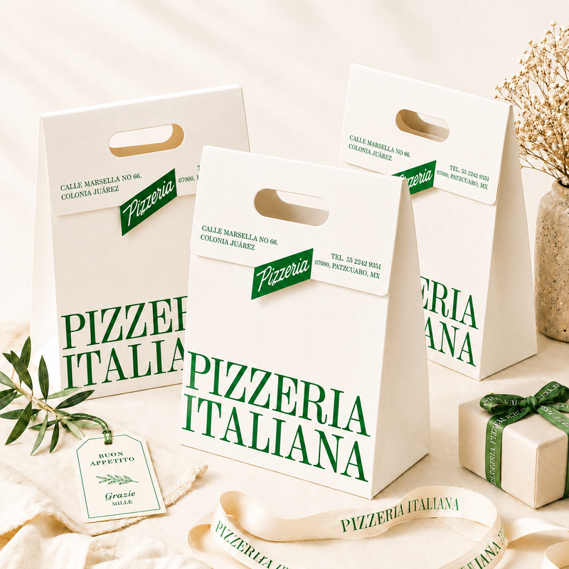 Custom Handleless Paper Gift Bags with Die-Cut Handle