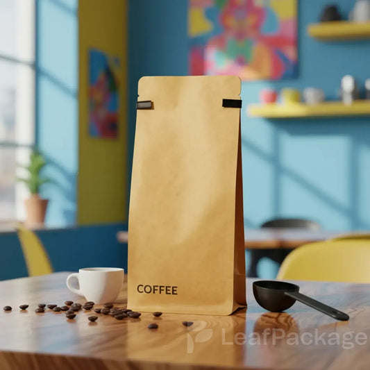 LeafPackage custom kraft coffee bags made from recyclable and sustainable kraft paper, ideal for eco-conscious small business packaging.