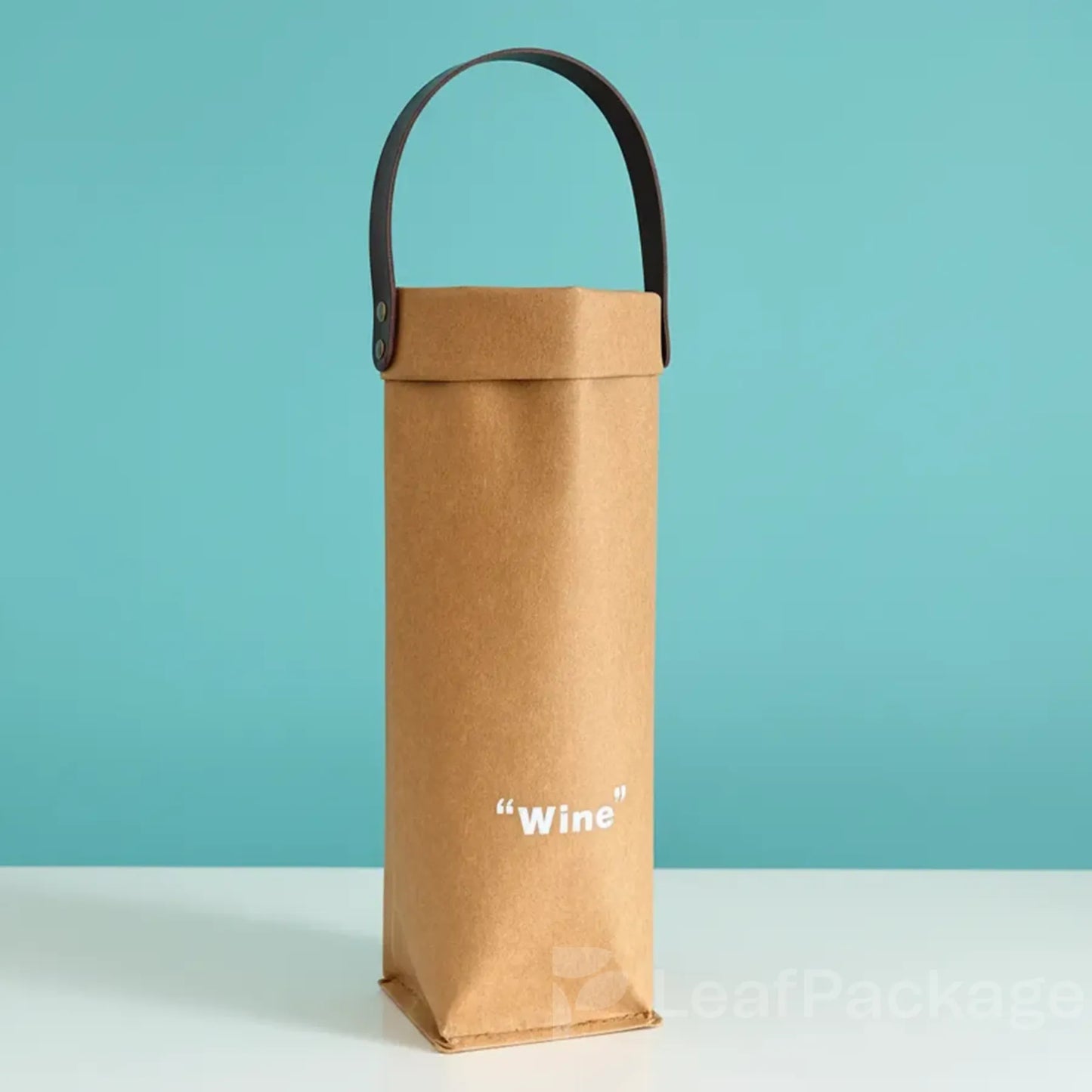 Eco-friendly kraft paper wine tote bag customized for small business gift packaging