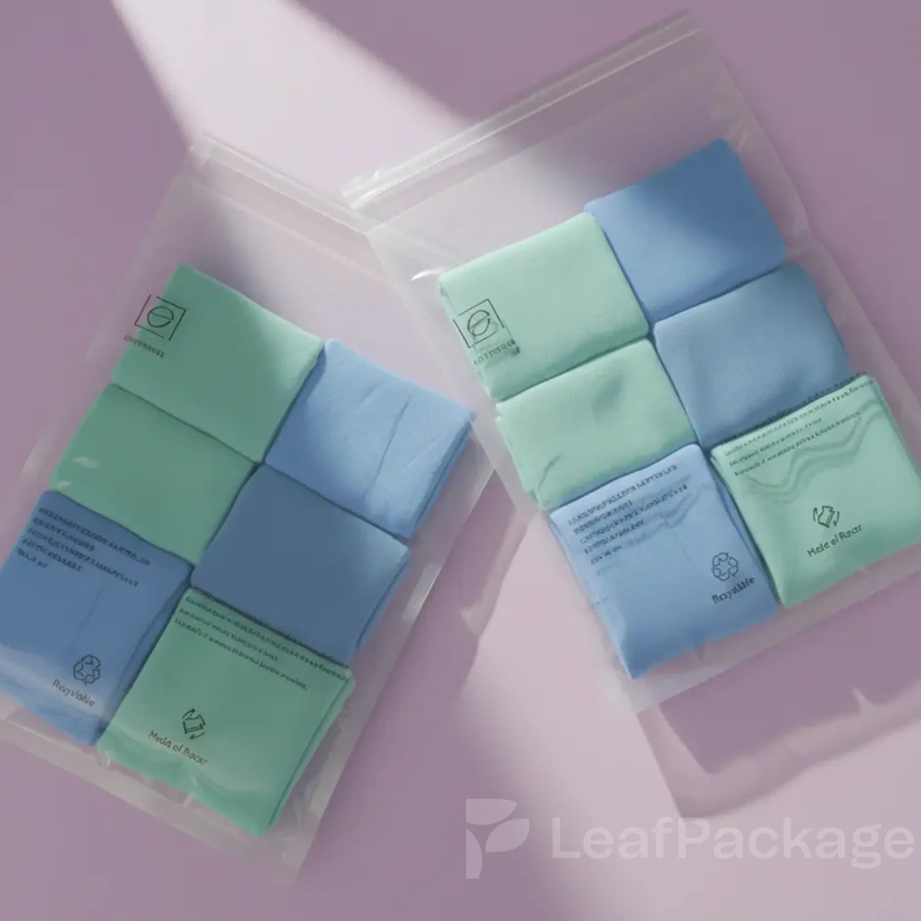 Branded glassine apparel bags with water-based ink printing, recyclable and eco-conscious packaging solution.