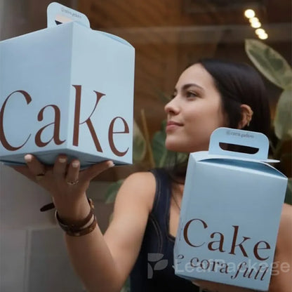 Eco-conscious custom cake boxes featuring personalized logo printing for professional bakery branding and sustainable presentation.