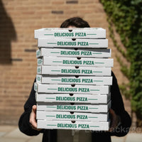 Durable custom pizza box with print options, perfect for branding and eco-friendly food packaging, suitable for delivery and takeaway.