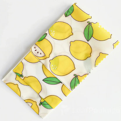 Eco-friendly custom beeswax food wrap made from organic cotton and natural beeswax, ideal for wrapping fruits, sandwiches, and leftovers in a plastic-free way.