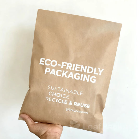 LeafPackage kraft mailer envelopes available in custom sizes and gusset styles, recyclable and sustainable for e-commerce brands.