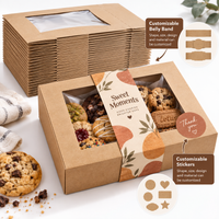 Kraft Cookie Boxes Auto Pop-Up Bakery Boxes with Window 8" x 8" x 2.5"