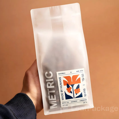 Durable matte finish coffee pouches with resealable zipper, customizable in logo and size, ideal for specialty coffee shops and wholesale packaging.