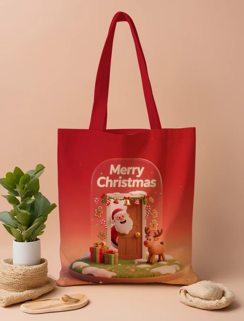 Christmas Printed Canvas Tote Bags