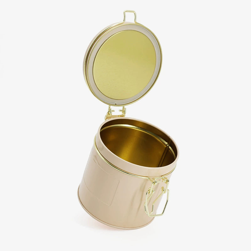 Custom round tin food can for tea coffee candy packaging view 2