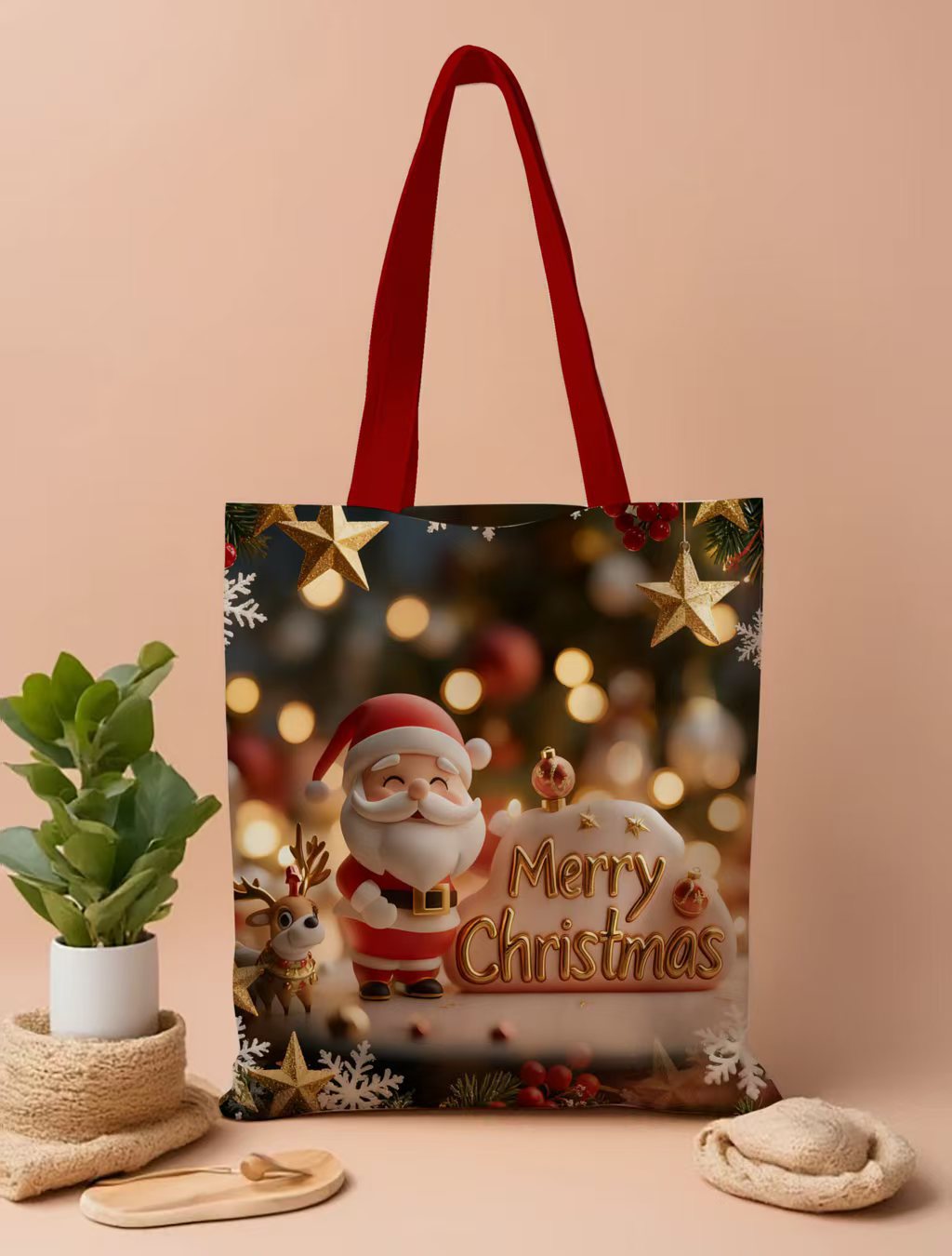 Christmas Printed Canvas Tote Bags
