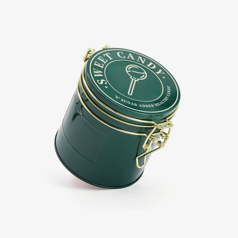Custom round tin food can for tea coffee candy packaging view 3