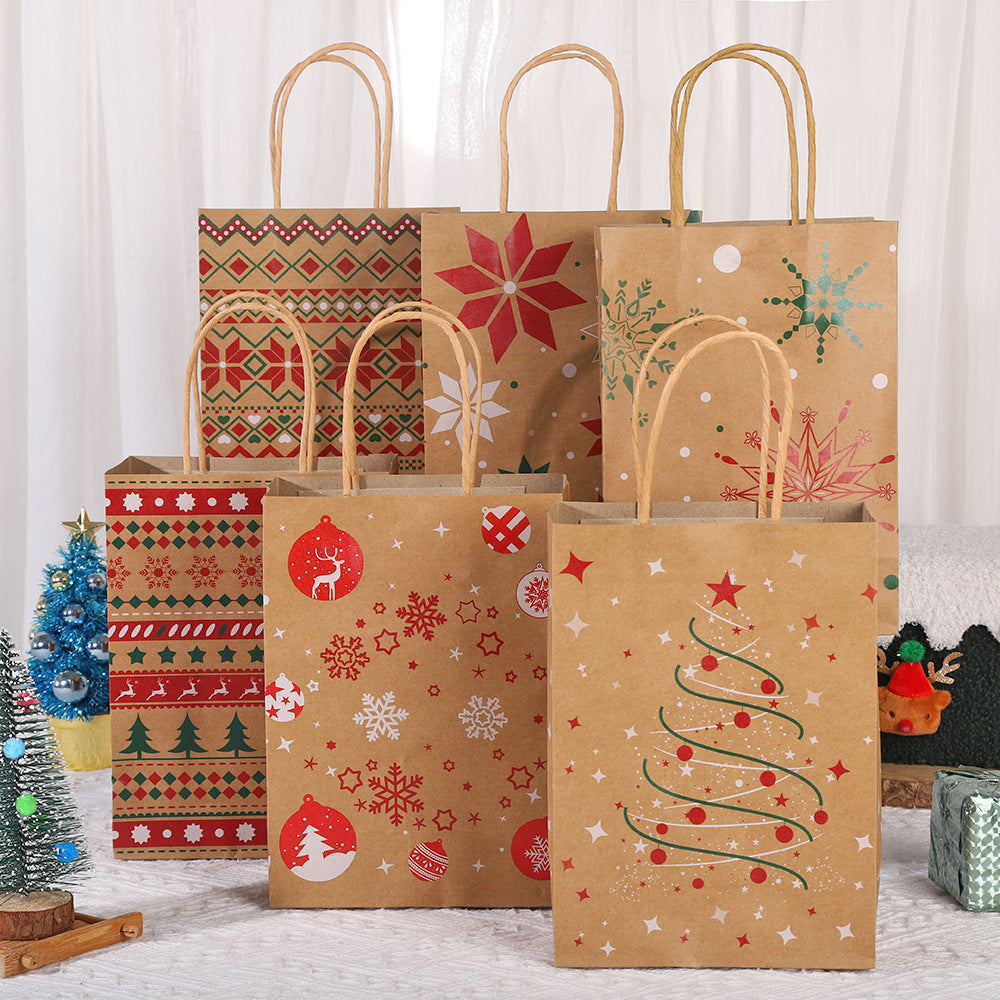 Christmas Printed Kraft Gift Bags