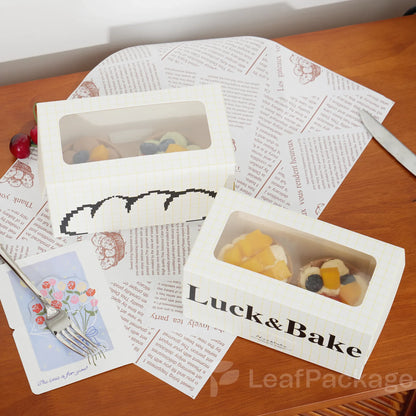 Sustainable kraft cake boxes with clear window design from LeafPackage, showcasing cakes beautifully while supporting eco packaging goals.