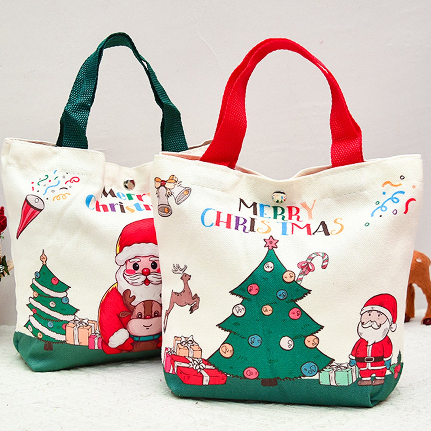 Custom Christmas Canvas Apple Gift Bags