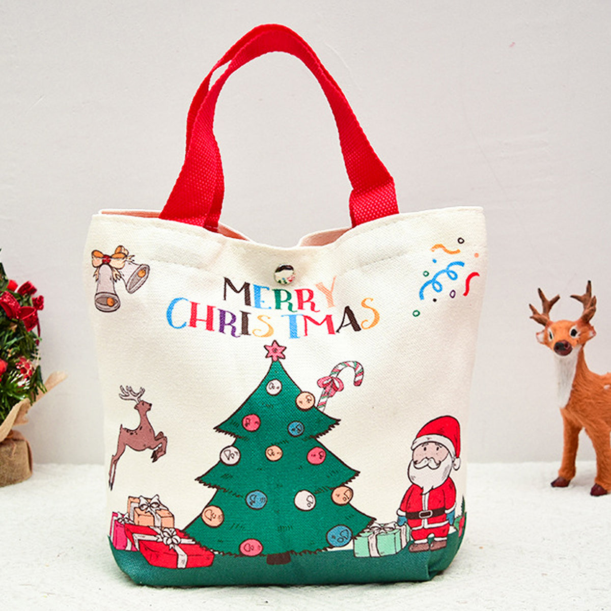 Custom Christmas Canvas Apple Gift Bags