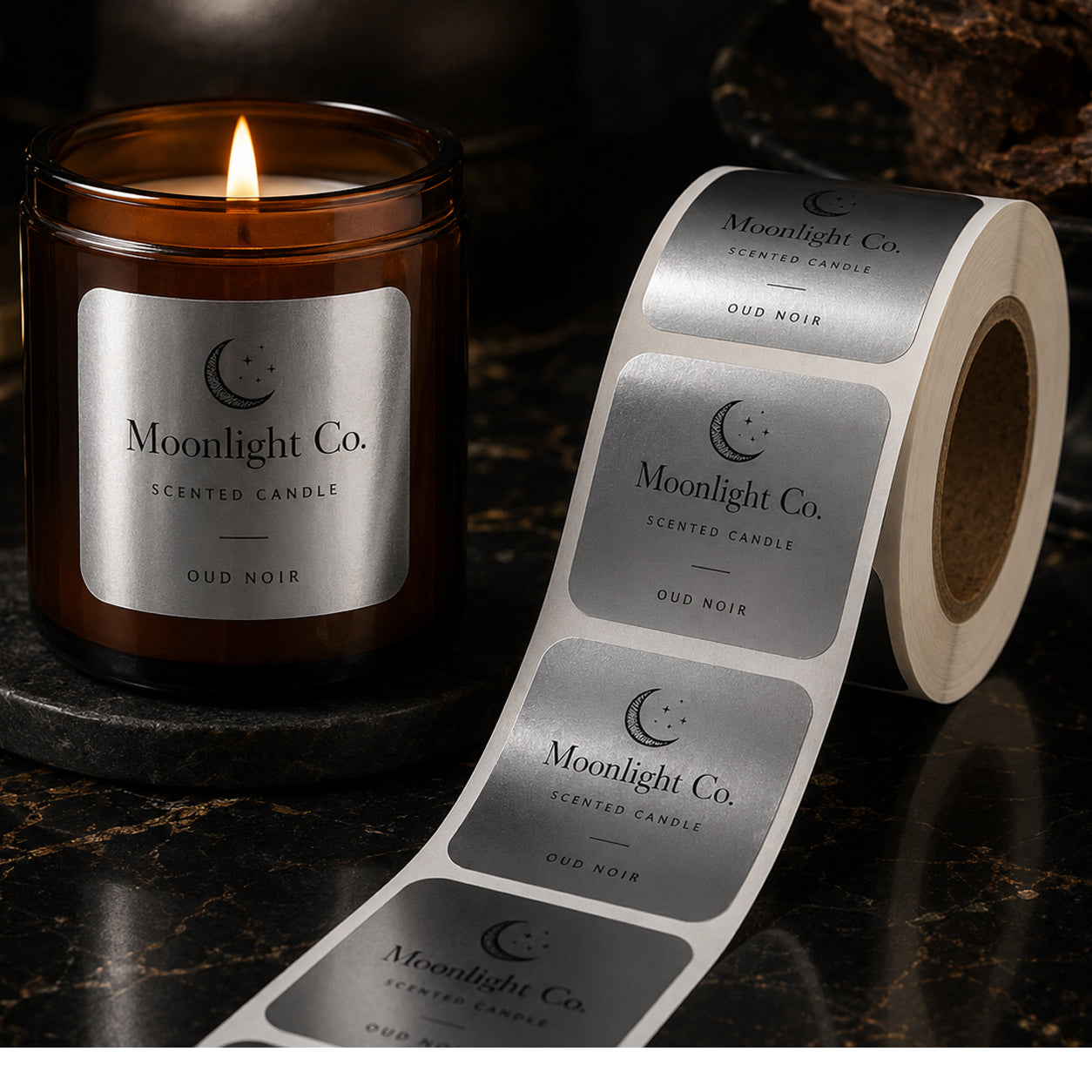 Custom Rounded Square Roll Labels