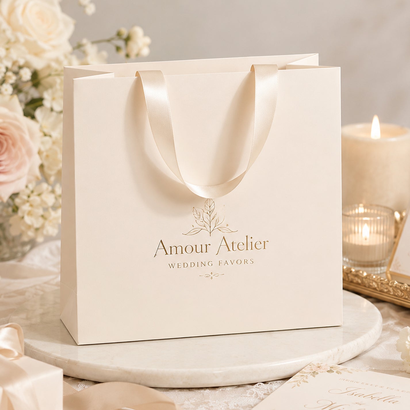 Custom Paper Gift Bags with Ribbon Handles