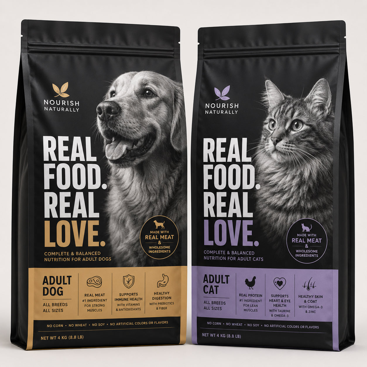 Custom Flat Bottom Dog Food Bags with Zipper