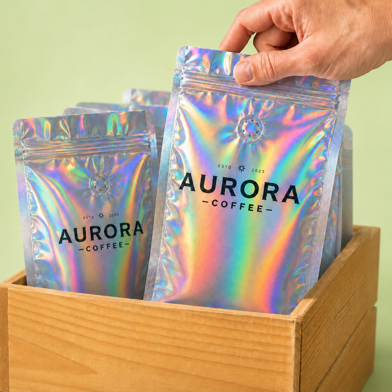 Custom Holographic Coffee Bags with Valve