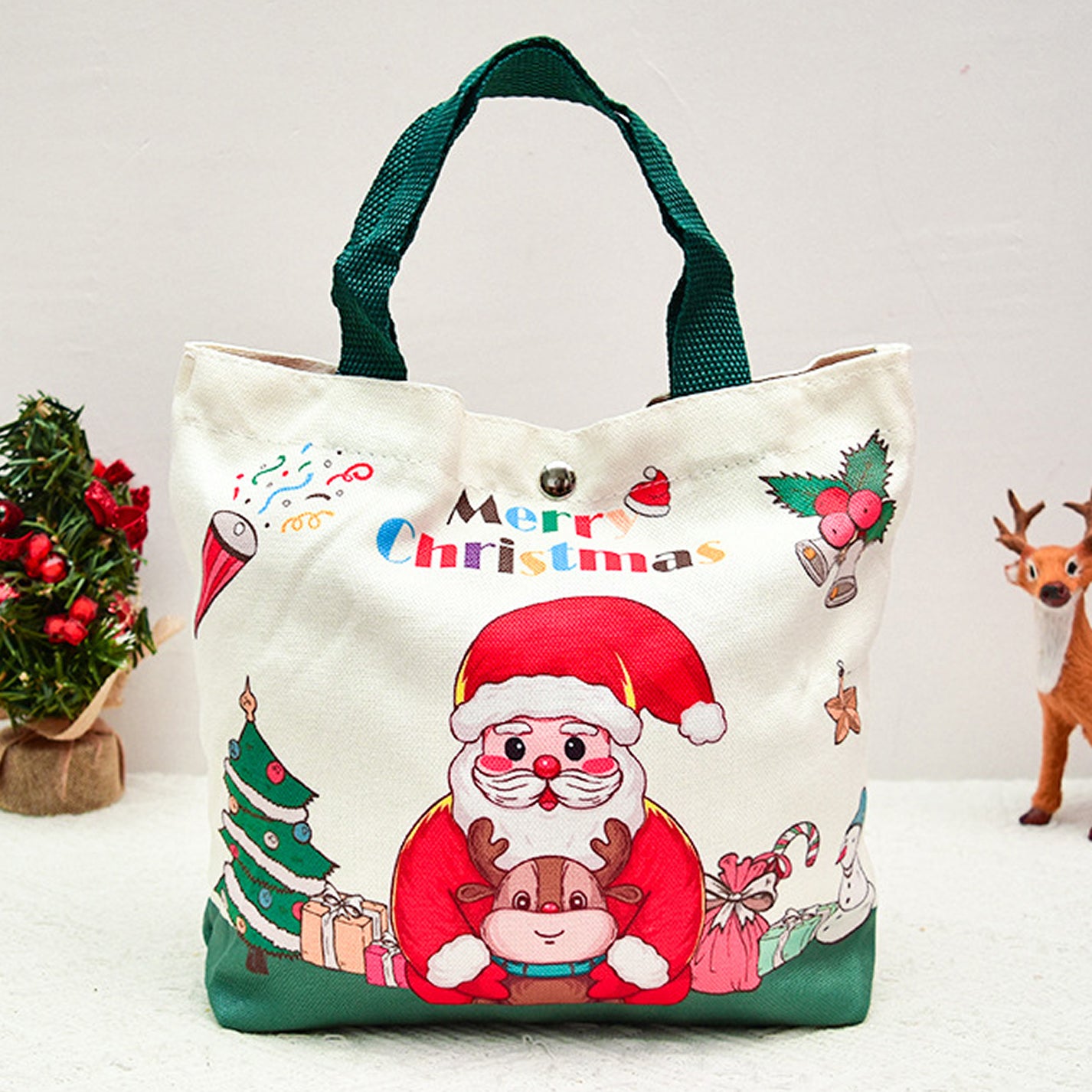 Custom Christmas Canvas Apple Gift Bags