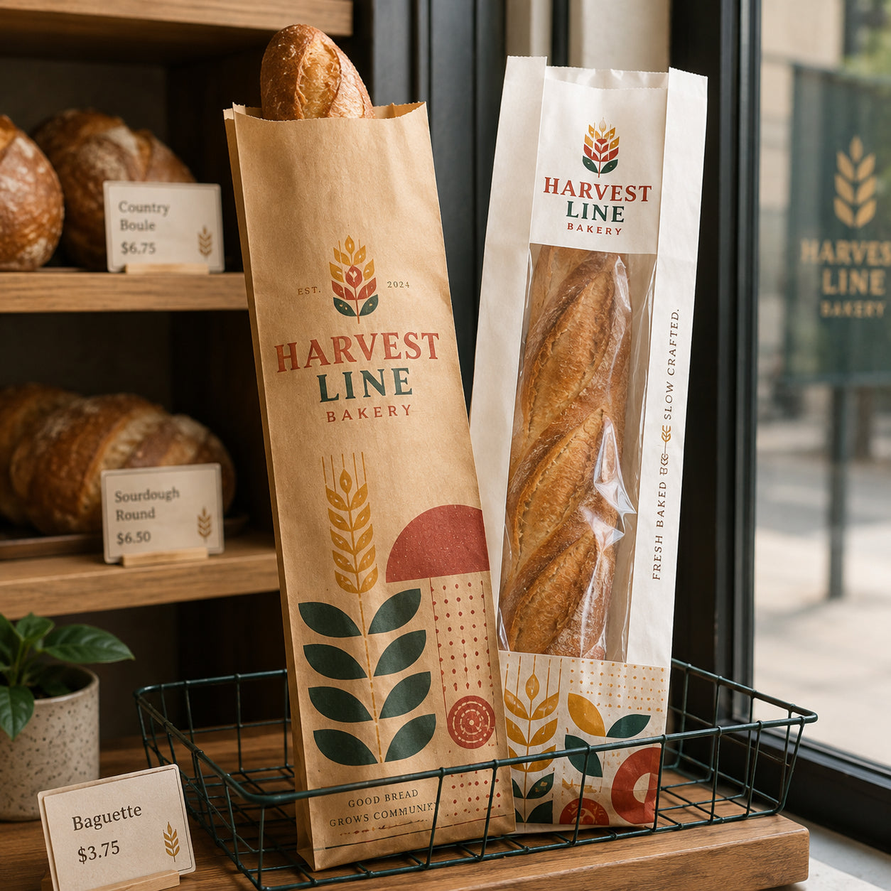 Custom Baguette Bread Bags with Window