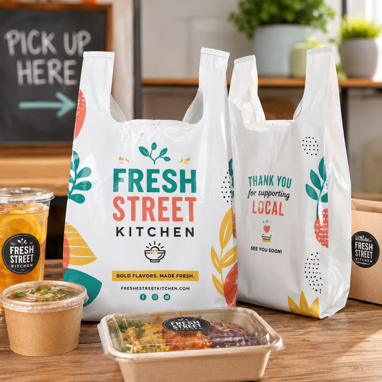 Custom Eco-Friendly Plastic To-Go Bags