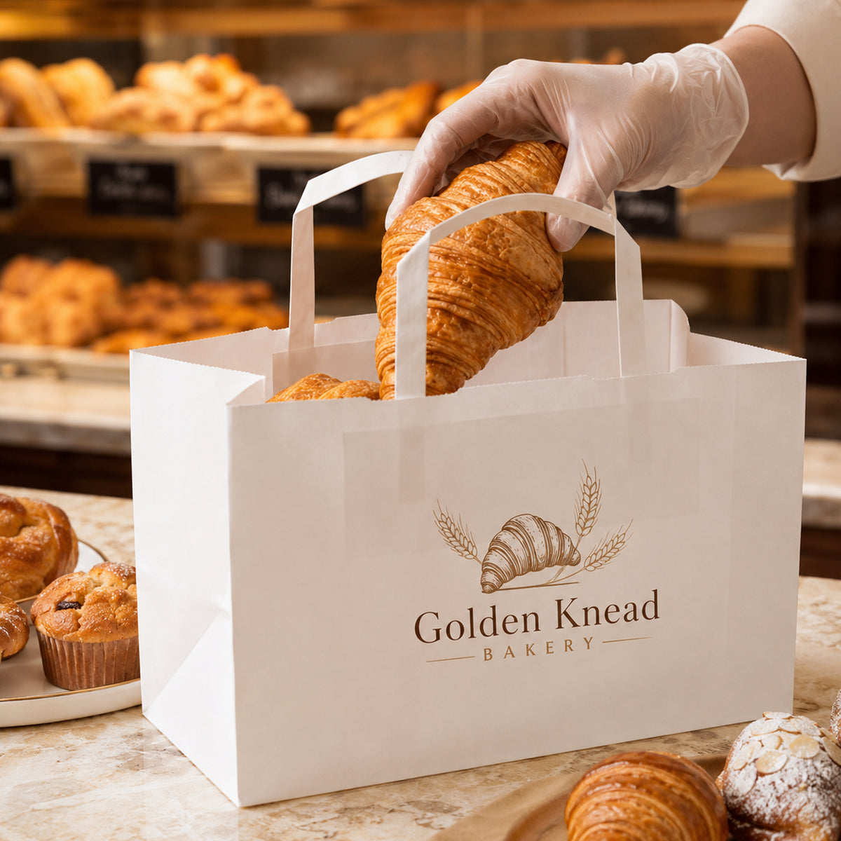 Custom Paper Bakery Bags with Logo