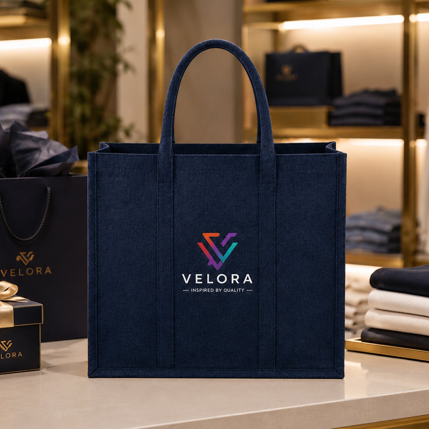 Custom Deep Navy Eco Totes