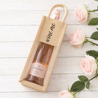 Custom Clear Front 1 Wine Bottle Jute Totes
