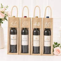 Custom Clear Front 1 Wine Bottle Jute Totes