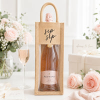 Custom Clear Front 1 Wine Bottle Jute Totes