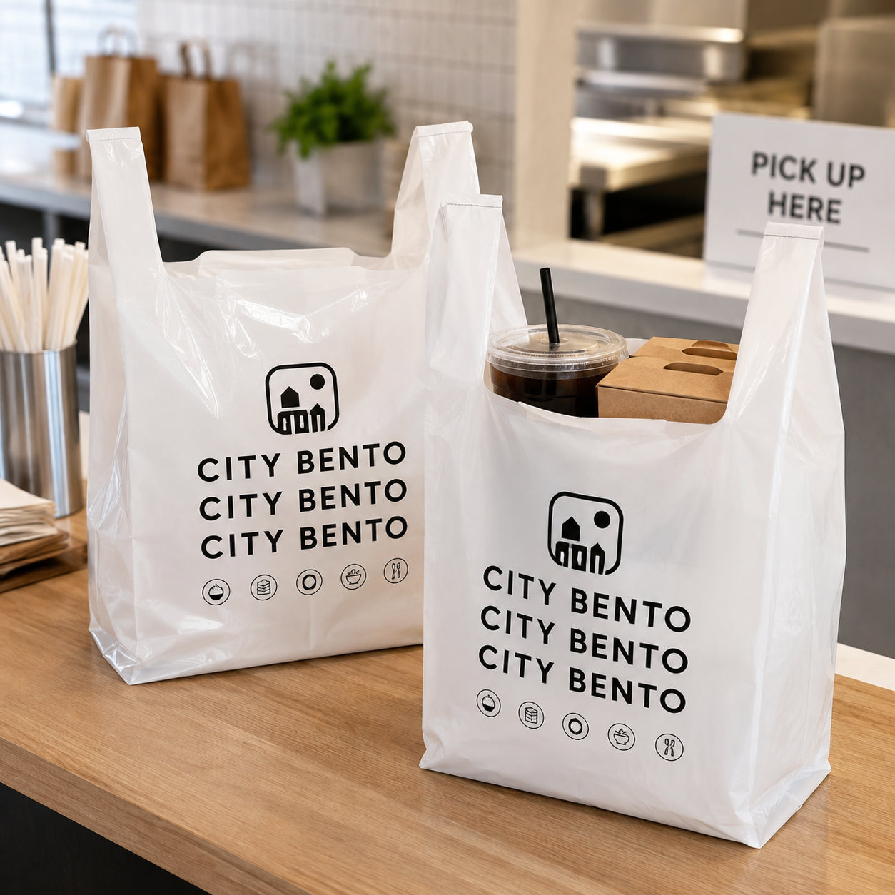 Custom Eco-Friendly Plastic To-Go Bags