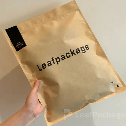 Eco-friendly kraft mailer envelopes designed by Leafpackage, perfect for small batch custom orders and green packaging needs.